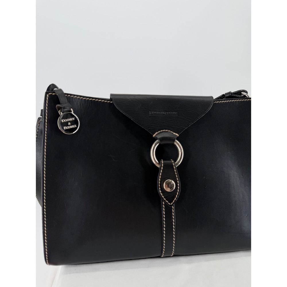 Vintage Dooney & Bourke "Alto" Black Leather Shoulder Bag Made in Italy